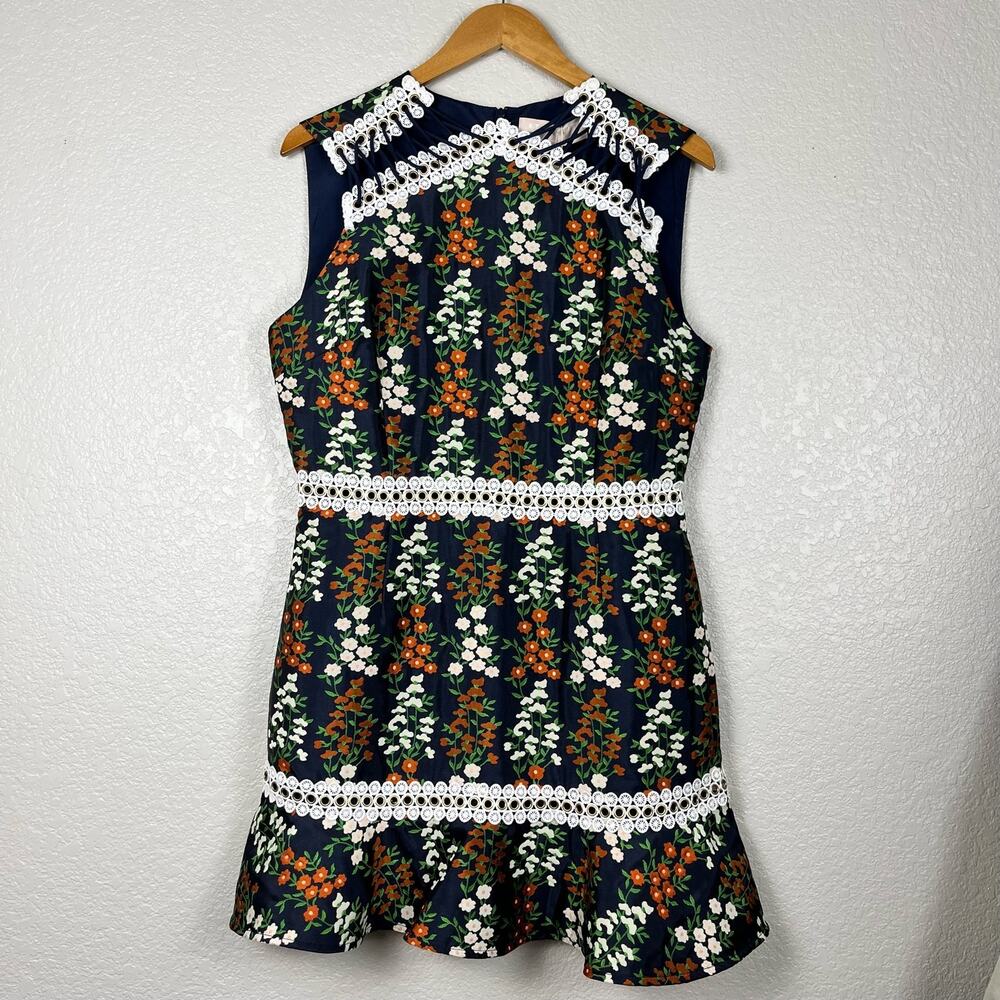 Keepsake Womens XL Faithful Sheath Dress Navy Floral Lace Romantic Fairy NWT